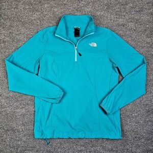 The North Face 1/4 Zip Softshell Pullover Top Jacket Women's L Teal GREEN Hiking
